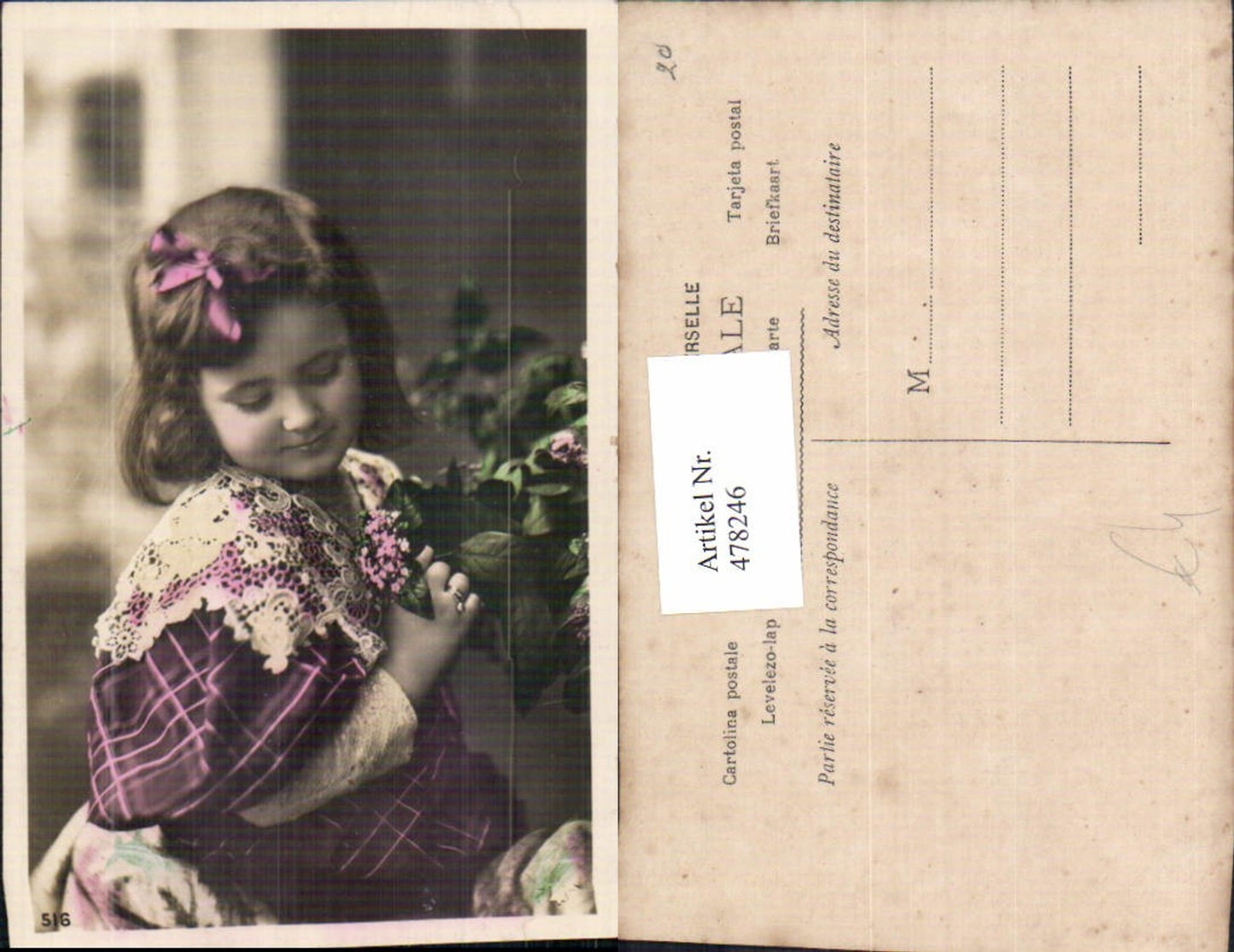 478246,Kind Mädchen Haarschleife Blütenzweig