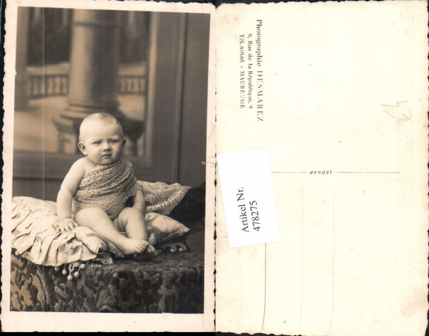 478275,Foto Ak Kind Kleinkind a. Decke sitzend