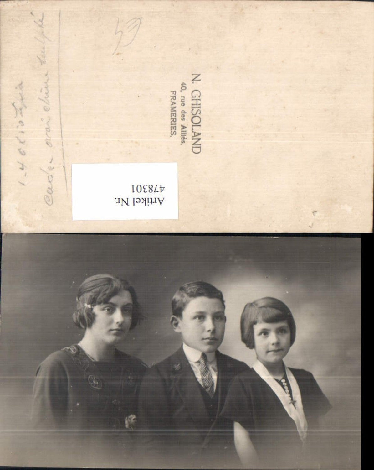 478301,Foto Ak Kinder Mädchen u. Bub Junge Gruppenbild