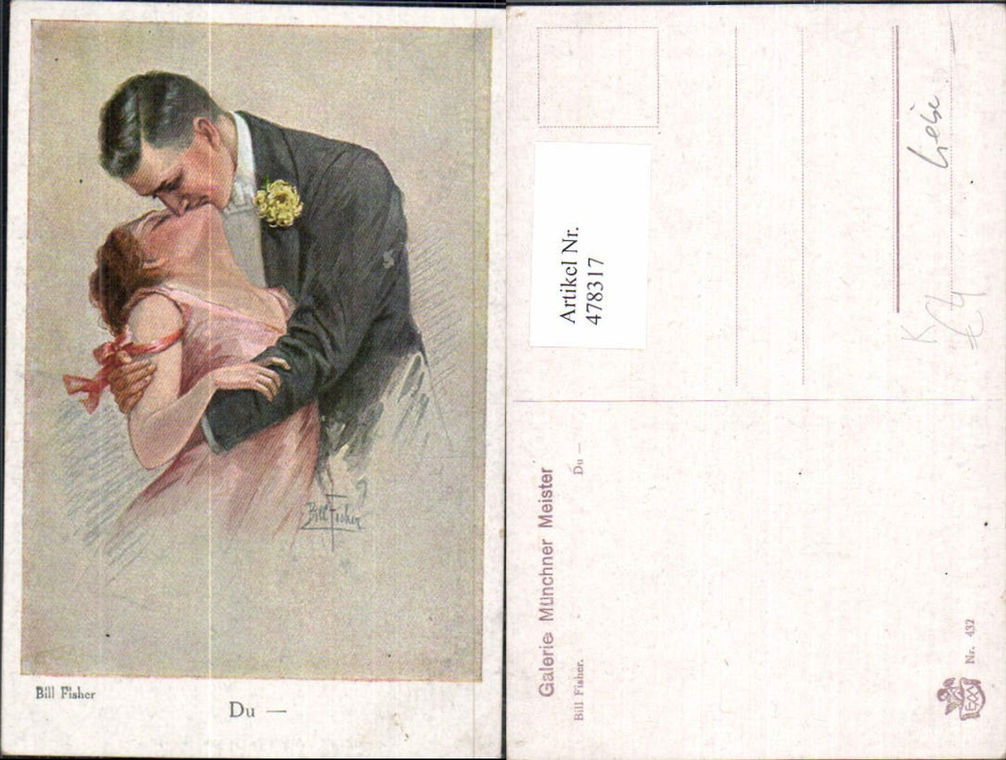 478317,Künstler Ak Bill Fisher Du Paar Liebe Kuss