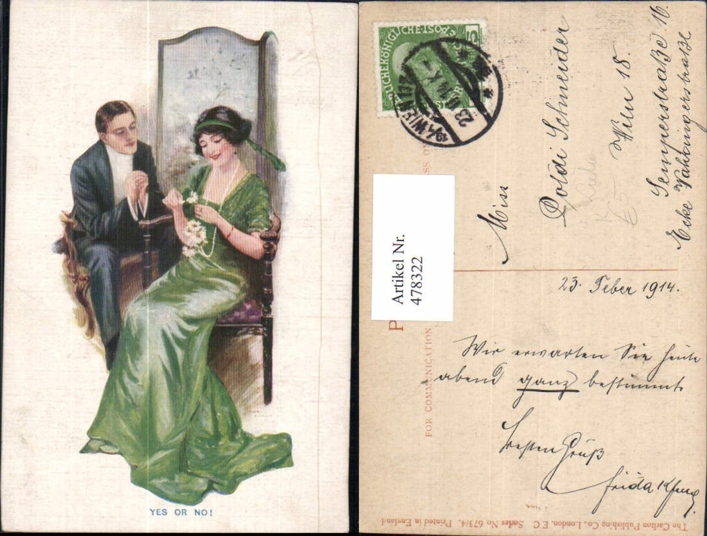 478322,Künstler Ak Yes or No Paar Liebe Gänseblümchen Er liebt mich
