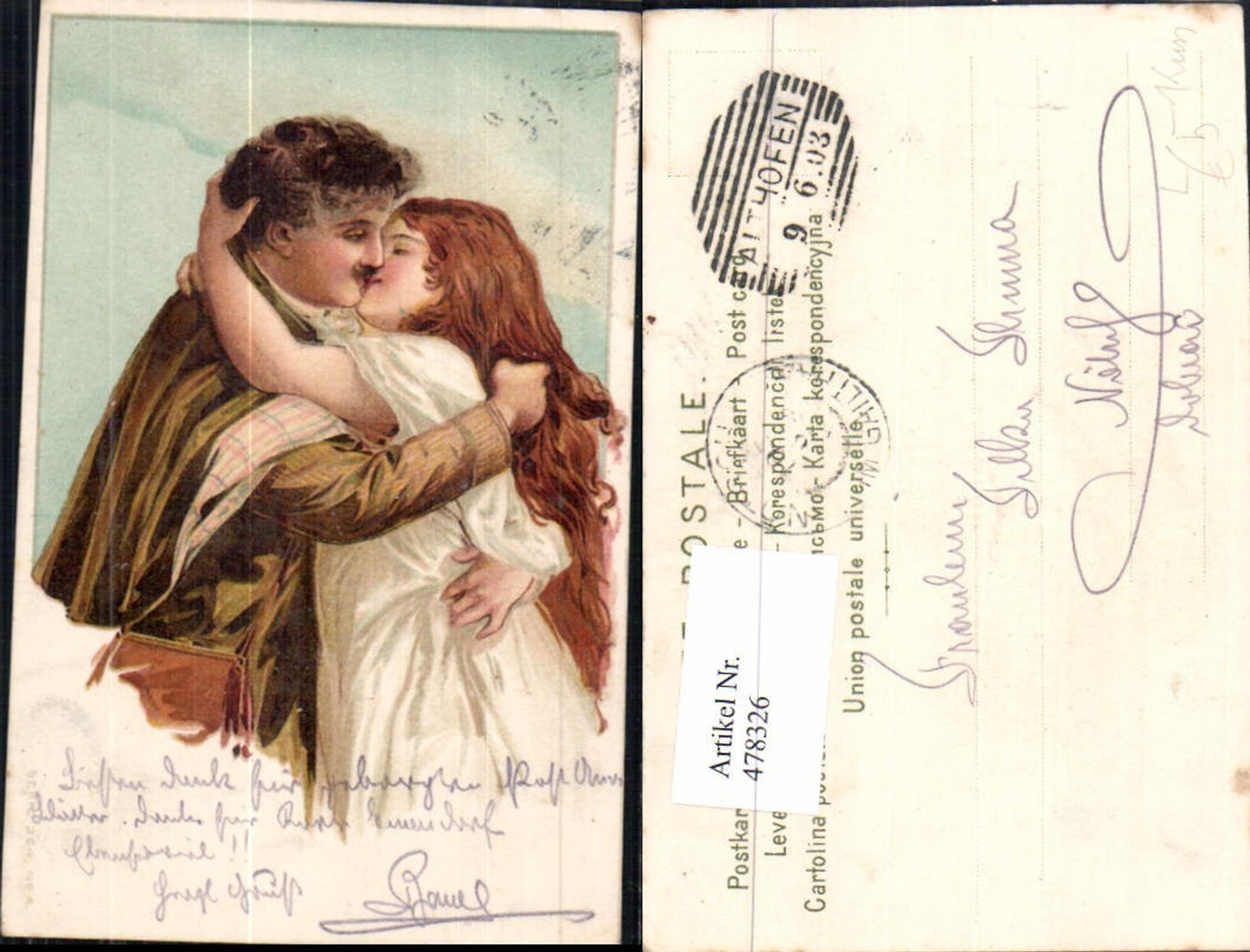 478326,Litho Paar Liebe Kuss