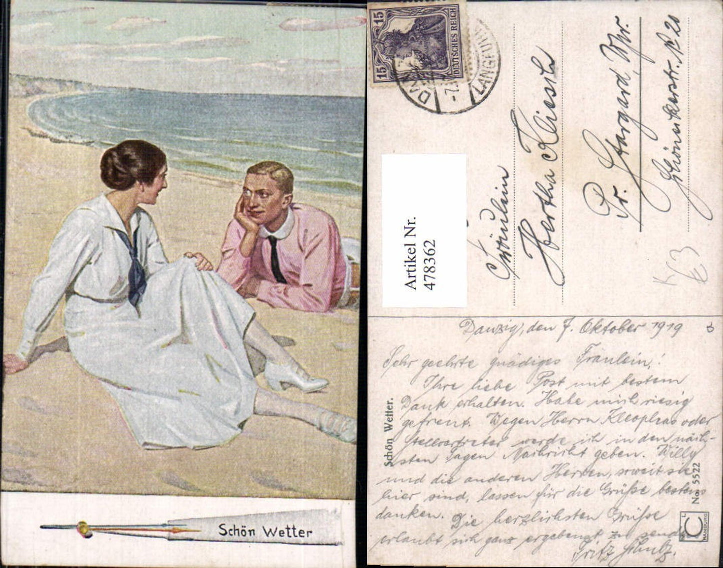478362,Künstler Ak Schön Wetter Paar am Strand Liebe