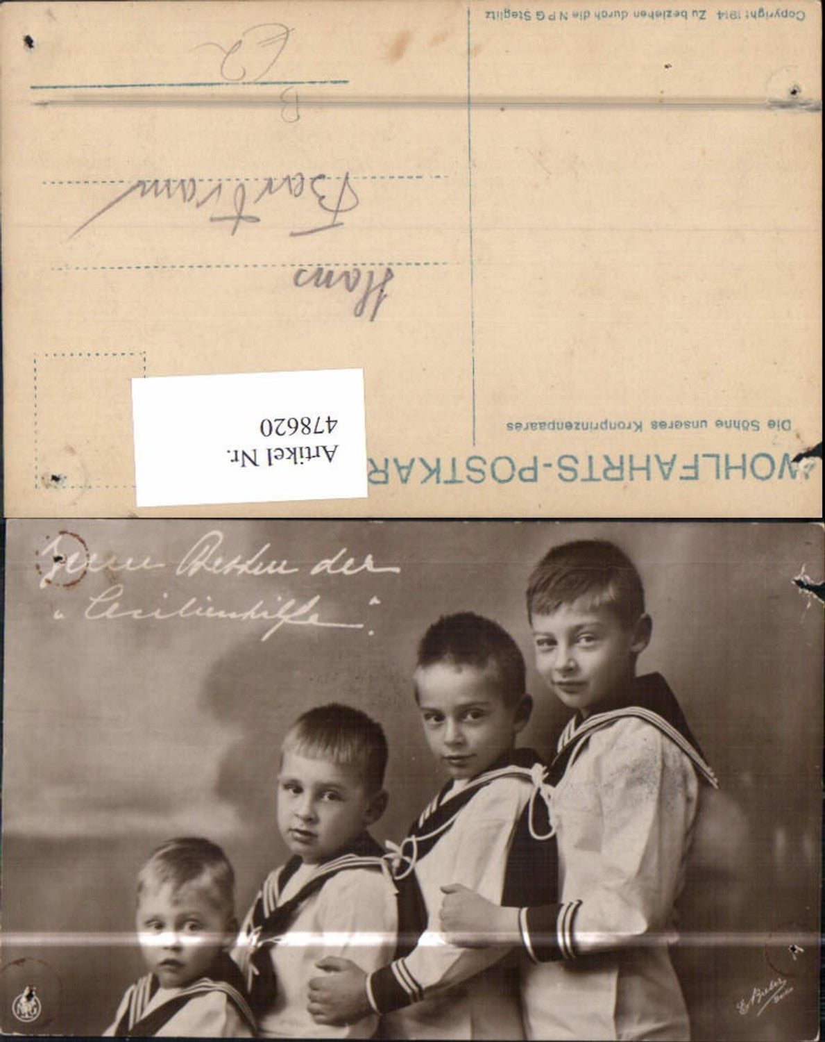 478620,Buben Jungen Uniform Matrosenanzug Söhne Kronprinzenpaar Adel Monarchie pub NPG