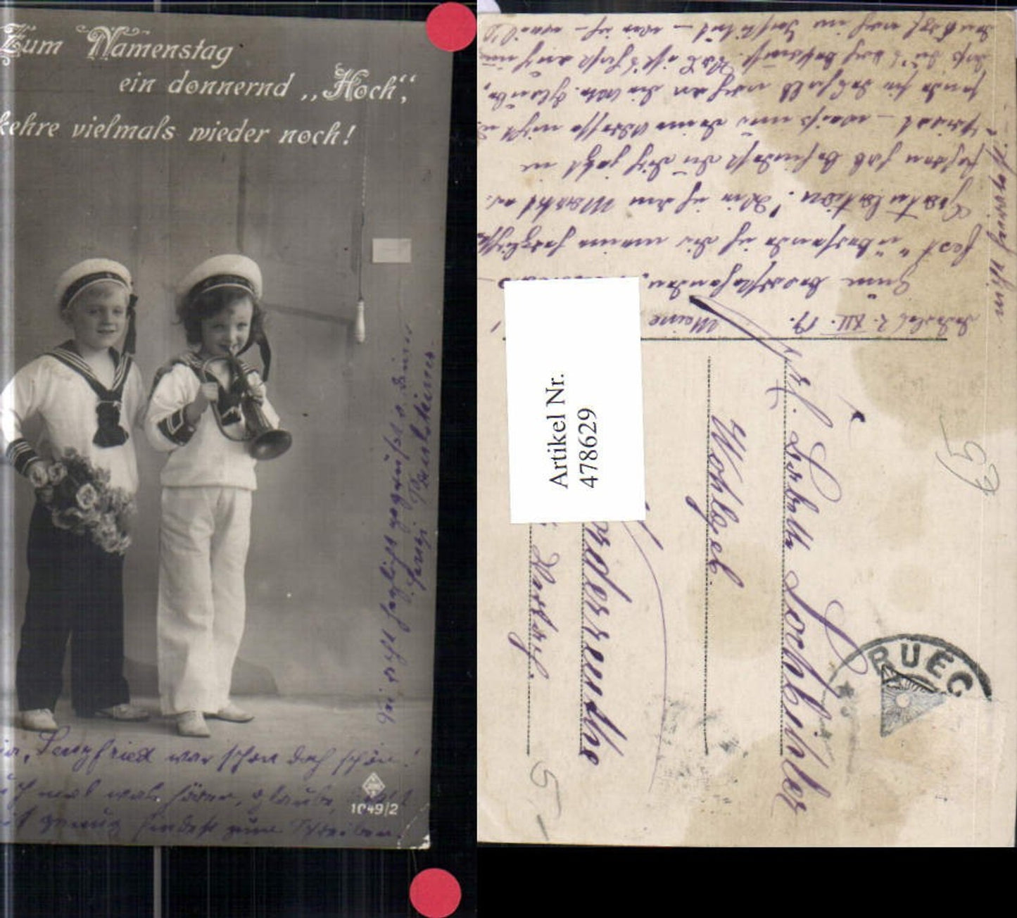 478629,Kinder in Uniform Matrosenanzug Trompete Namenstag