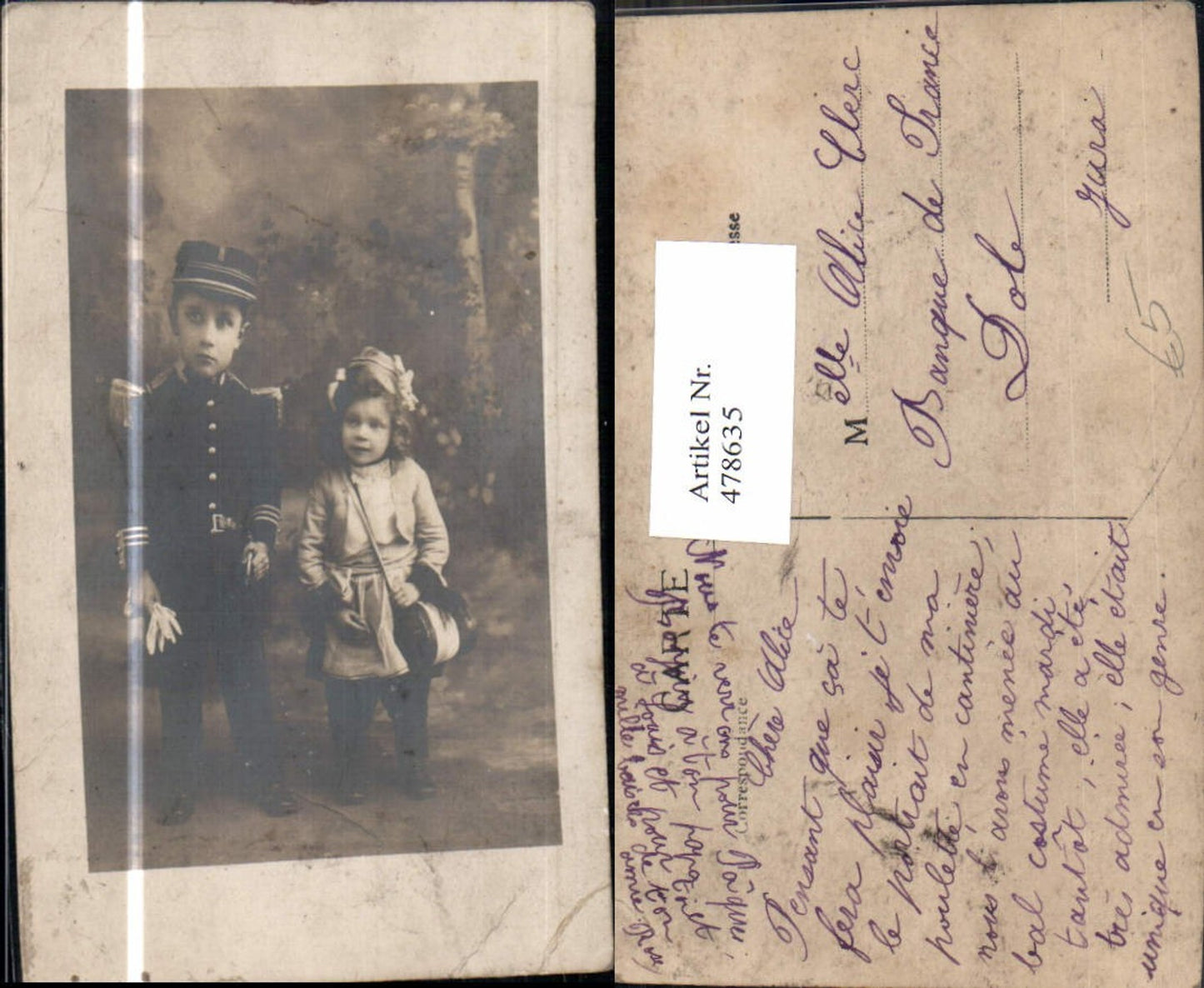 478635,Foto Ak Kinder in Uniform Säbel Tasche