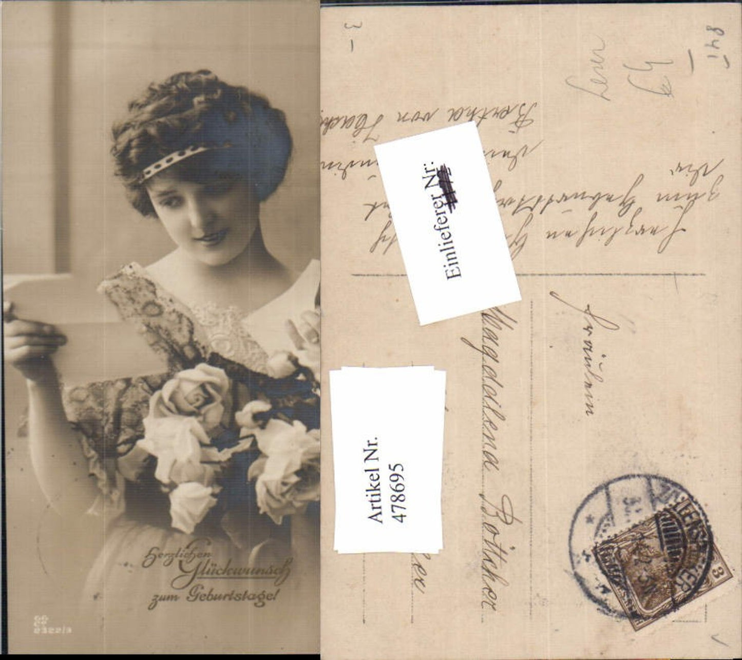 478695,Frau Lesen Brief Rosen Blumen Geburtstag