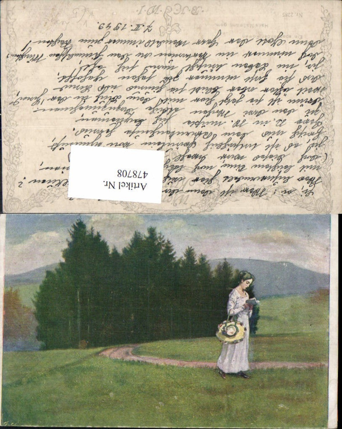 478708,Künstler Ak Hans Maßmann Ein spannender Roman Frau Buch Lesen pub B.K.W.I. 2285