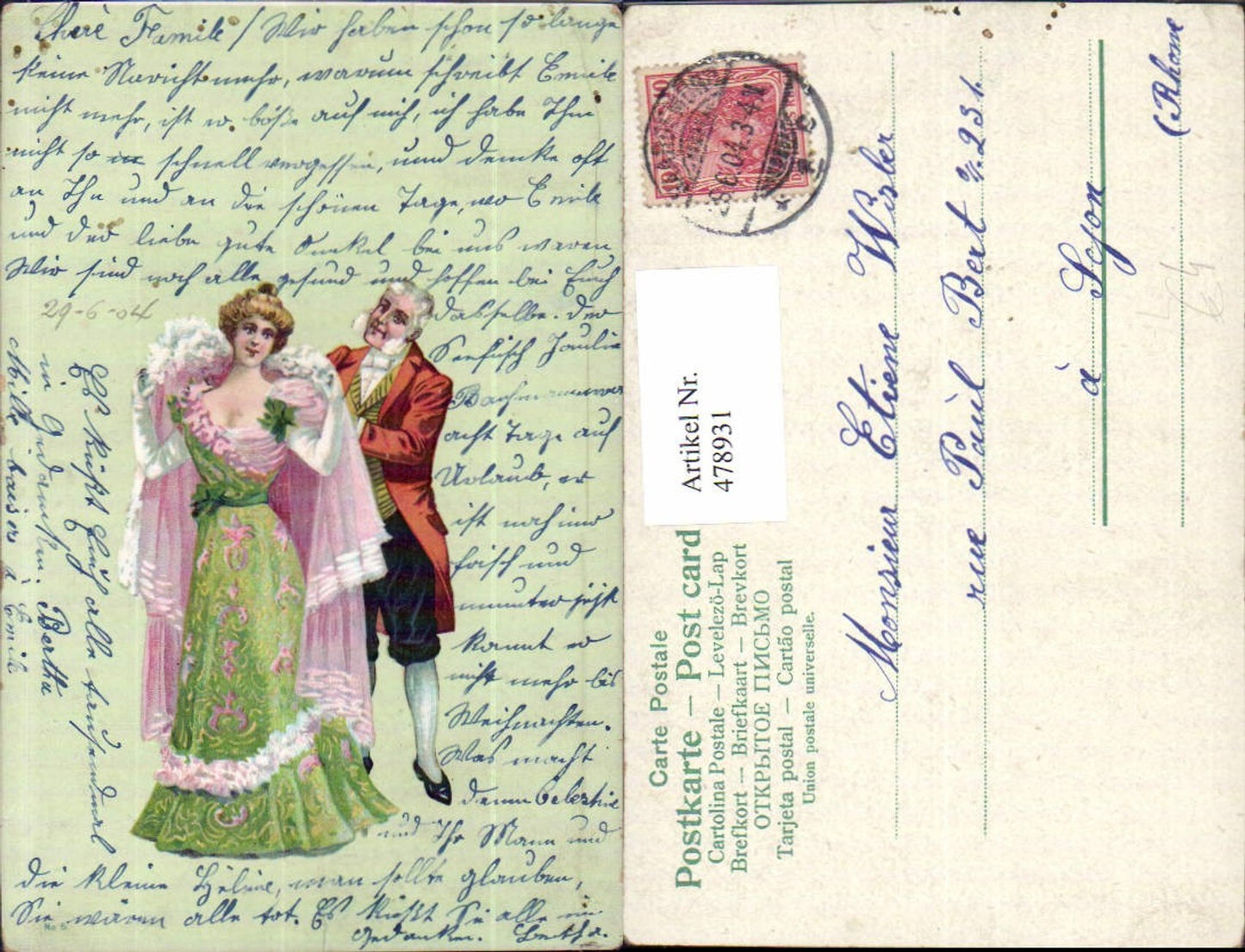 478931,Litho Frau Mode Umhang Mann Diener