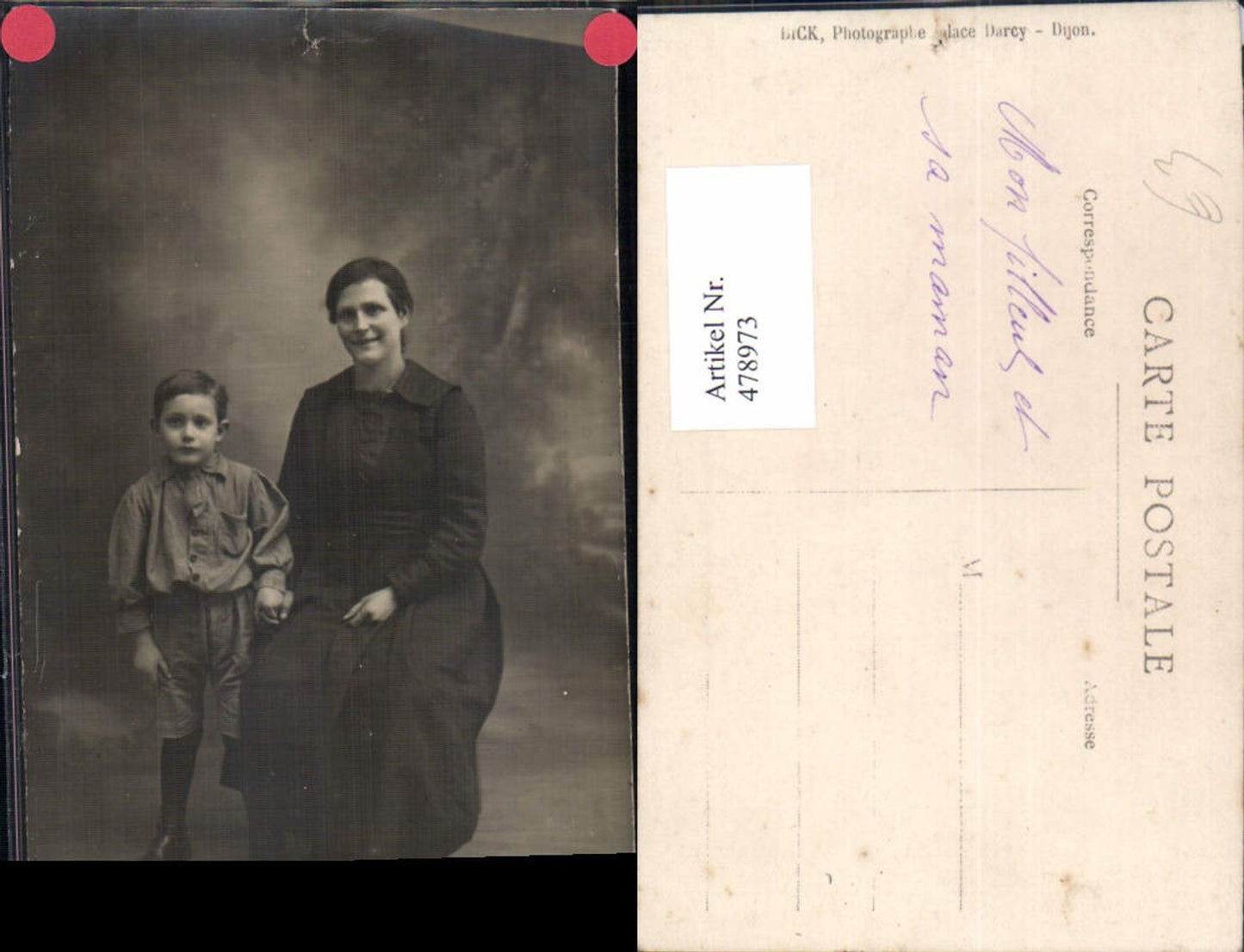478973,Foto Ak Frau als Mutter Bub Junge
