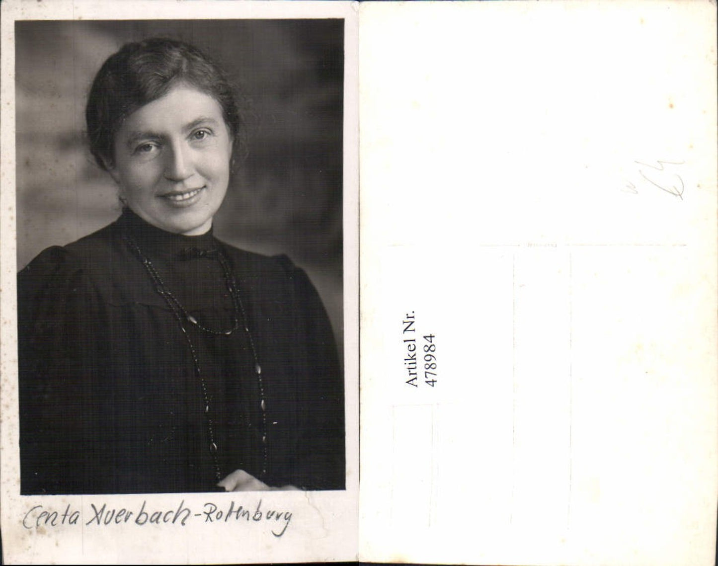 478984,Foto Ak Frau Perlenkette Schmuck Centa Auerbach-Rottenburg pub H. Harless München