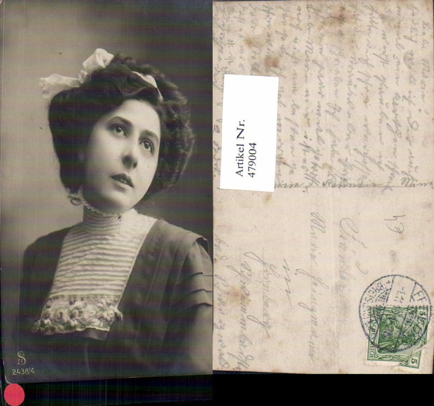 479004,Foto Ak Frau Haarschleife Portrait