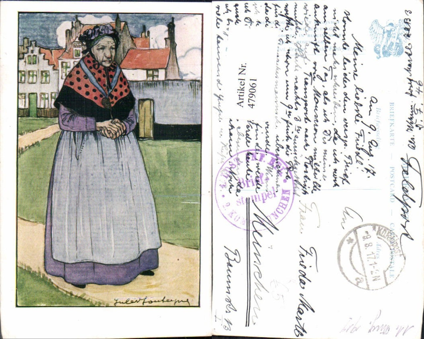 479061,Künstler Ak Jules Fonteyne Alte Frau Tracht