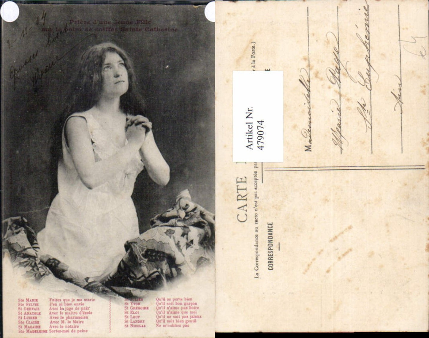 479074,Frau b. Gebet Sainte Catherine
