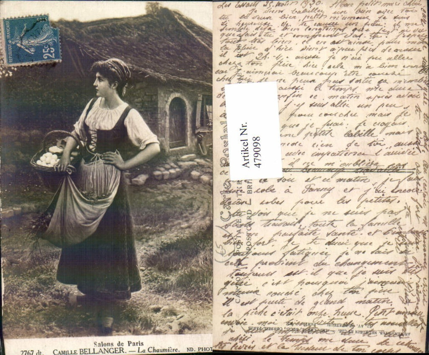 479098,Künstler Ak Camille Bellanger La Chaumiere Frau Bäuerin m. Korb