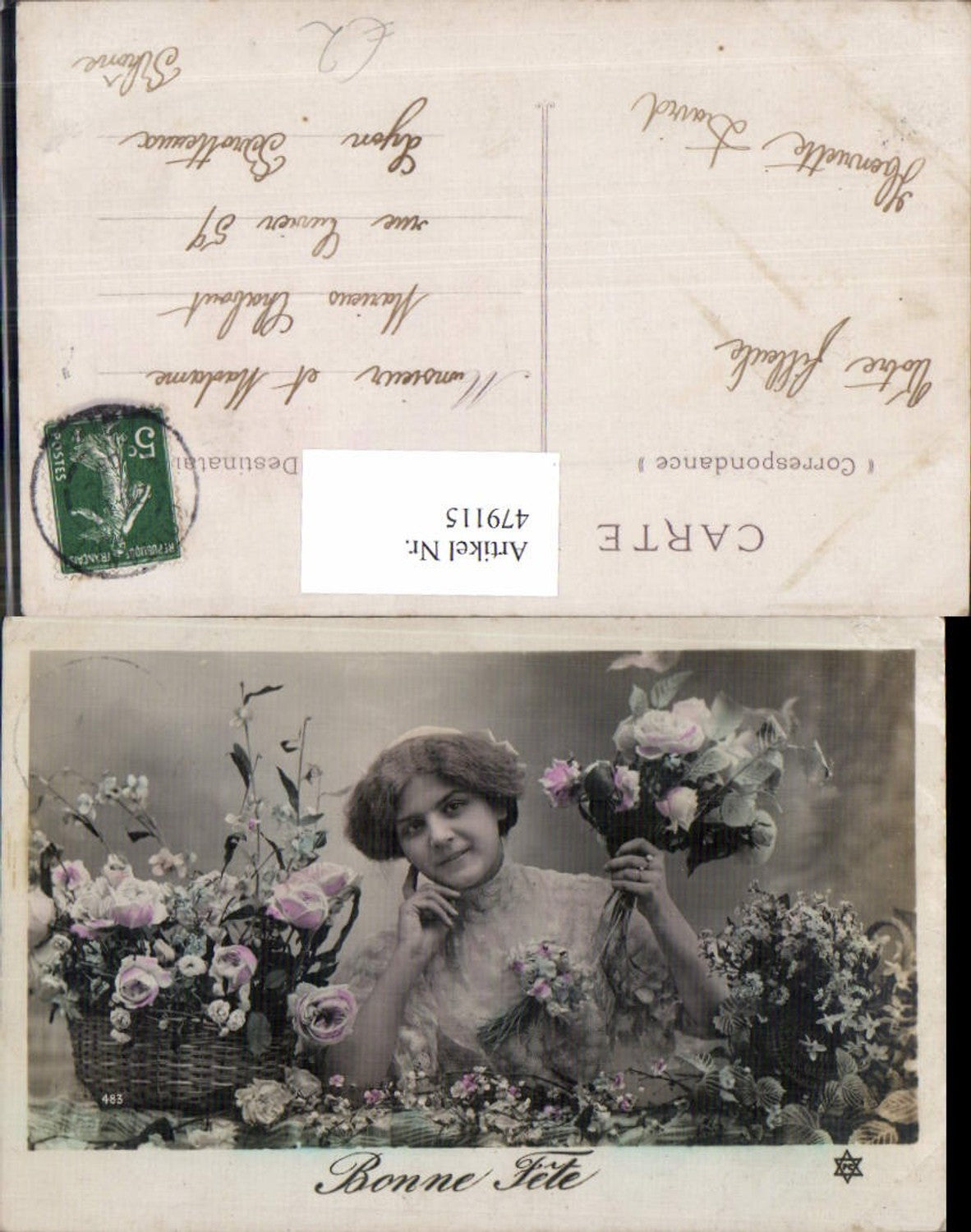 479115,Frau Korb m. Rosen Blumen Strauß