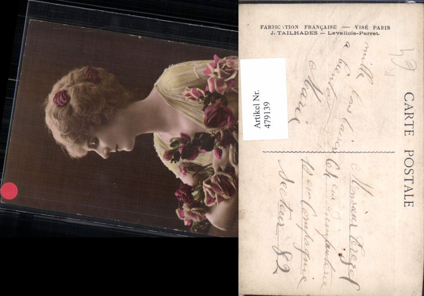 479139,Künstler Ak Frau Haarschmuck Rosen Blumen