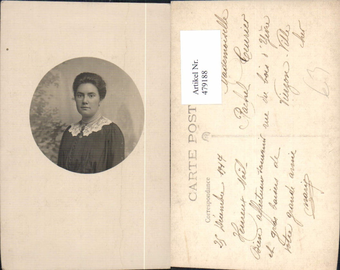 479188,Foto Ak Frau Portrait Halskette Perlenkette Passepartout