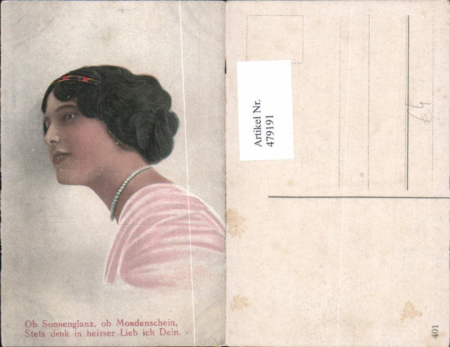 479191,Frau Haarband Portrait Perlenkette