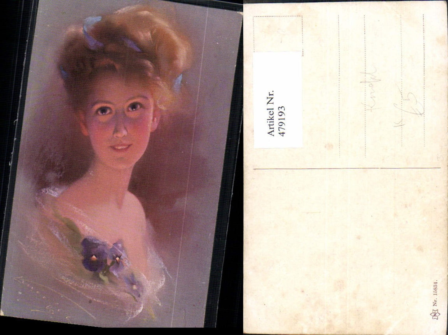 479193,Künstler Ak Knofel Frau Lockenkopf Haarband Portrait