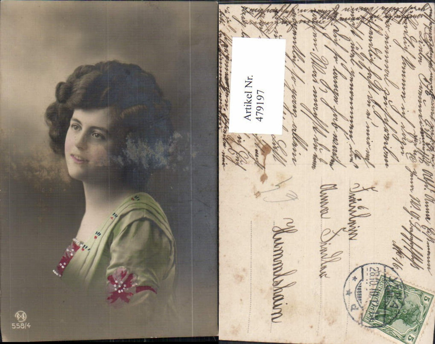 479197,Foto Ak Frau Lockenkopf Portrait