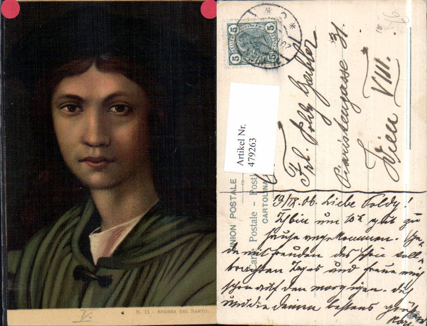 479263,Künstler Ak Andrea del Sarto Mann Hut Portrait