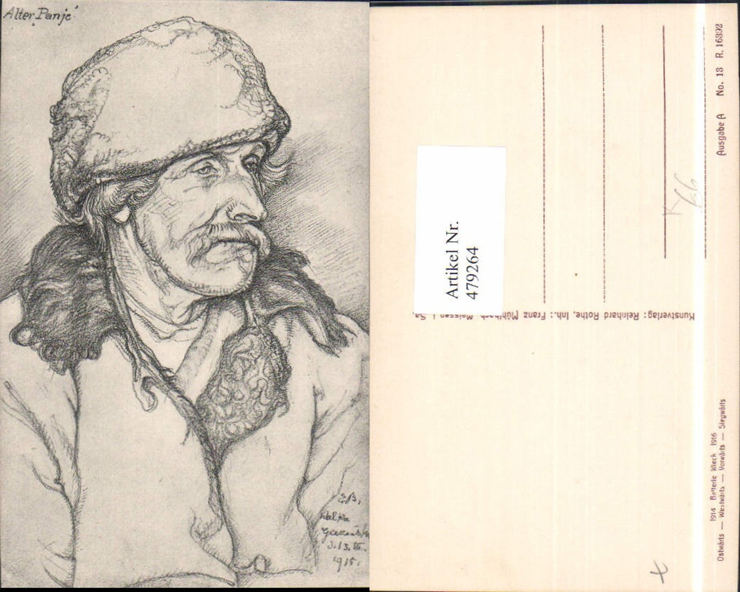 479264,Künstler Ak Mann Alter Panje Portrait