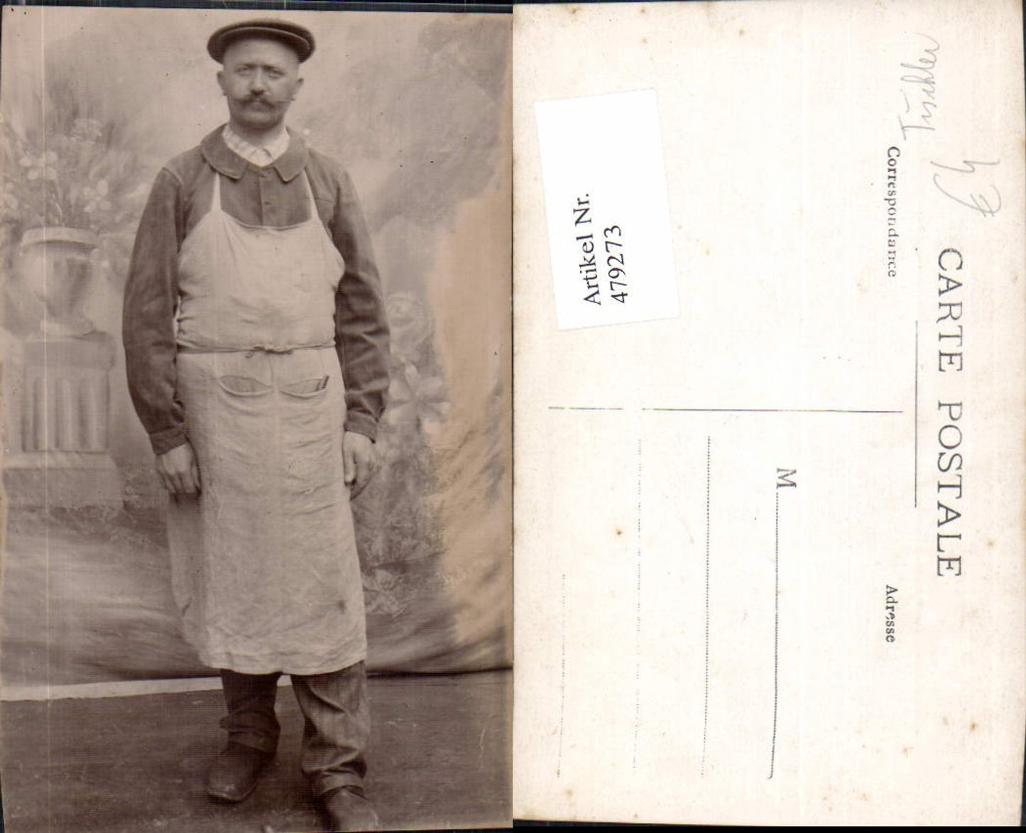 479273,Foto Ak Mann Tischler Hut Schürze