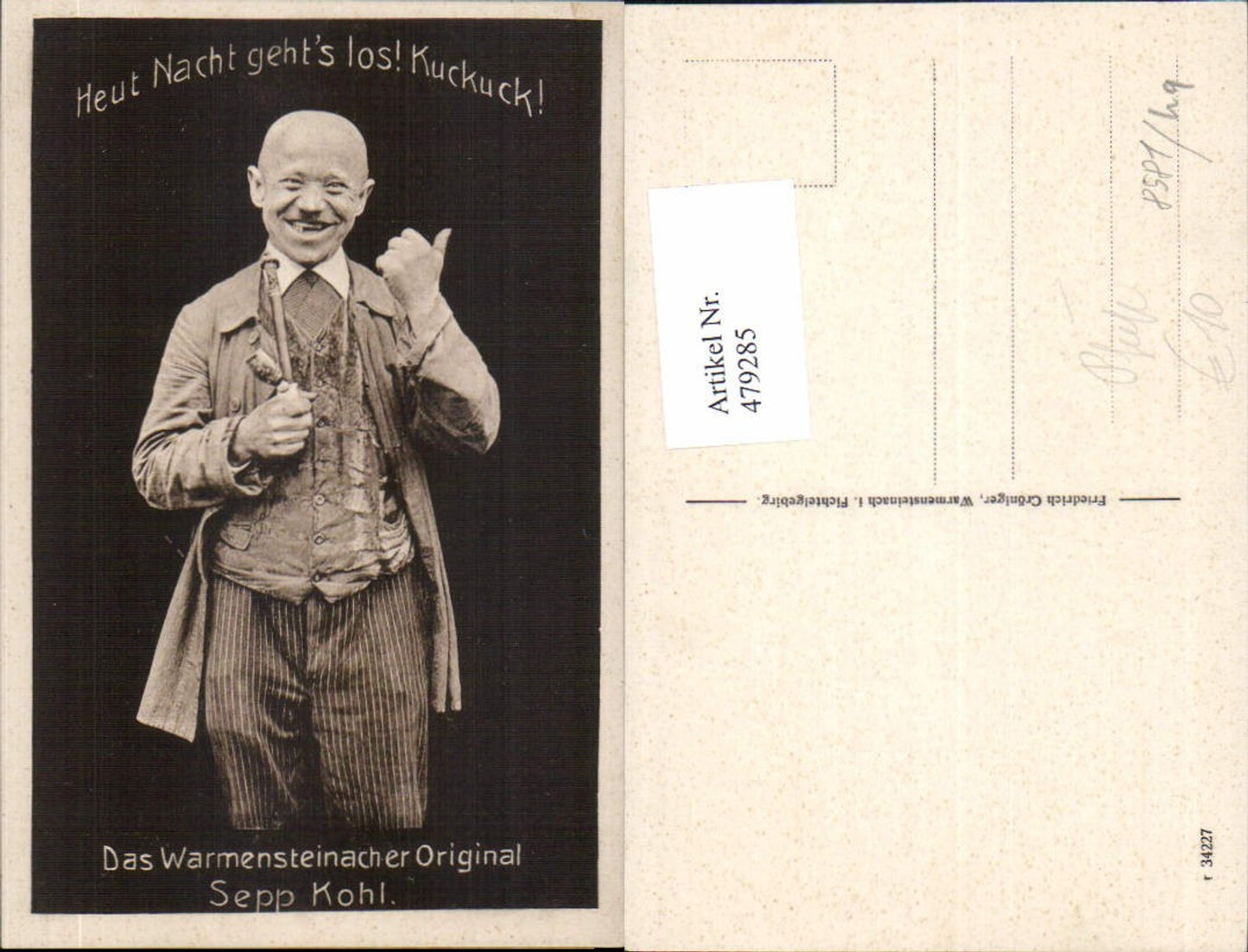 479285,Mann Anzug Pfeife Rauchen Das Warmensteinacher Original Sepp Kohl
