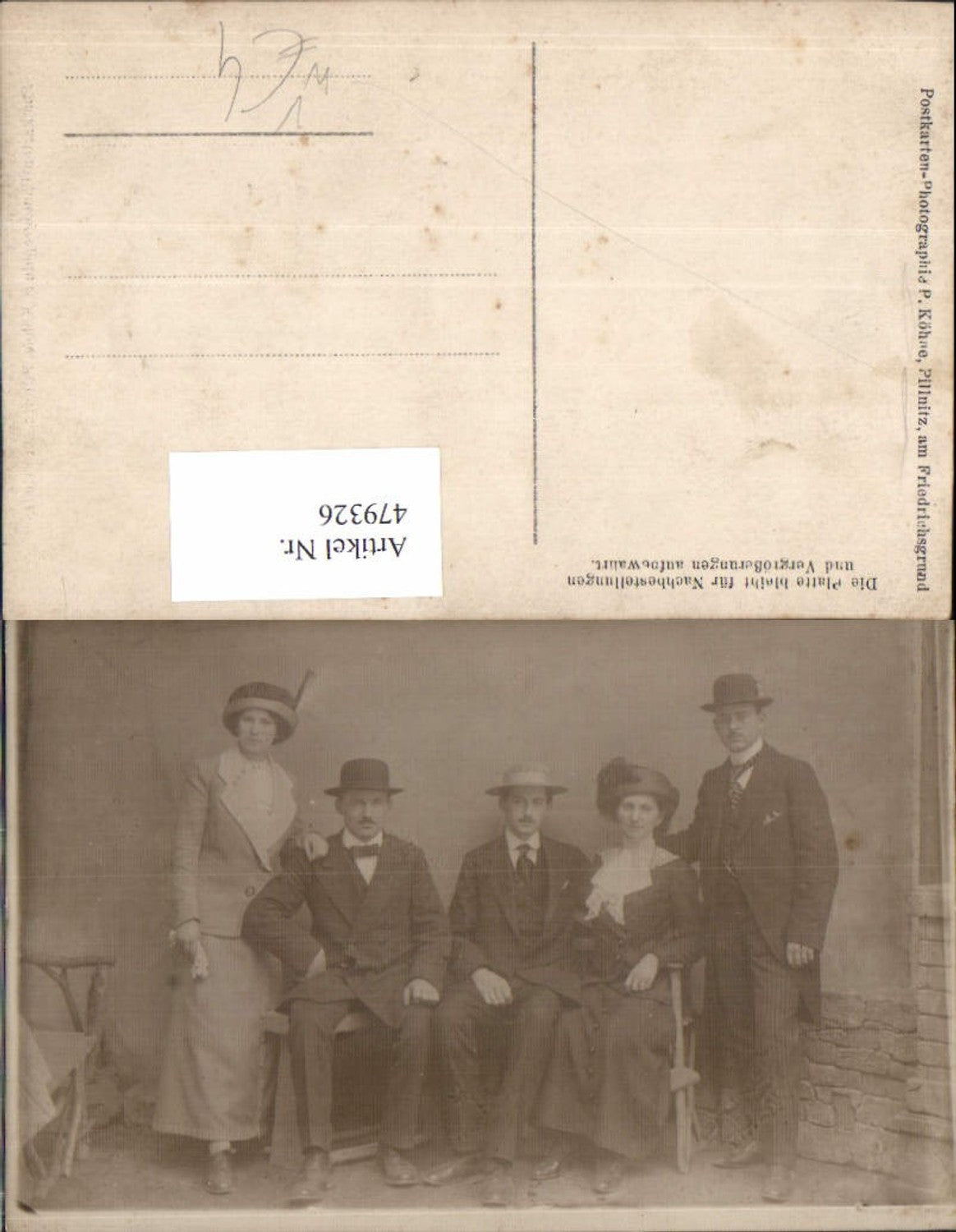 479326,Gruppe Familie Frauen Mode Hutmode Hut Anzug pub Köhne Pillnitz a. Friedrichsgrund