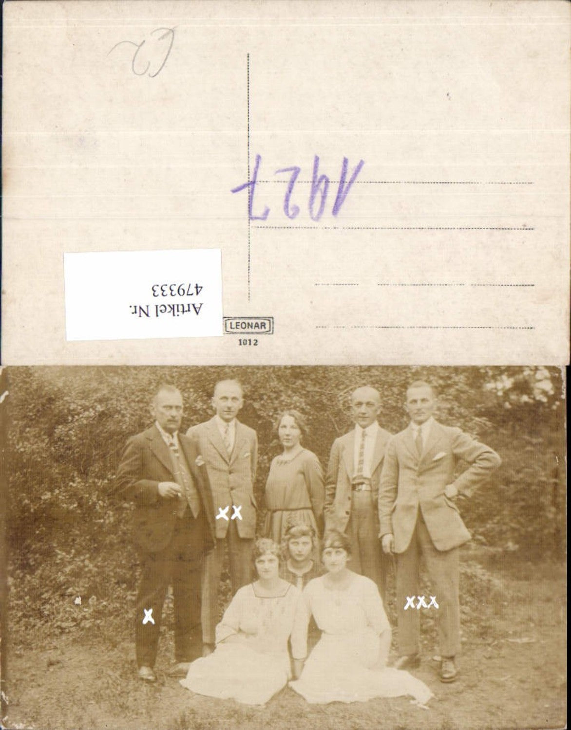 479333,Foto Ak Gruppe Familie Männer u. Frauen Garten Rauchen
