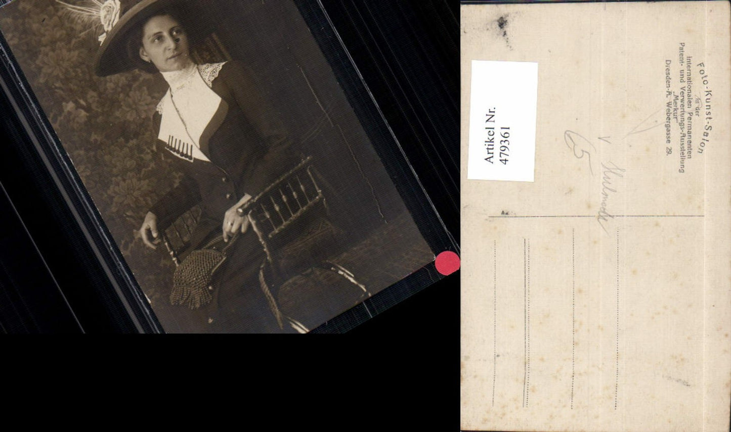 479361, Photo Ak Woman with Hat Hat Fashion pub Photo Art Salon Dresden