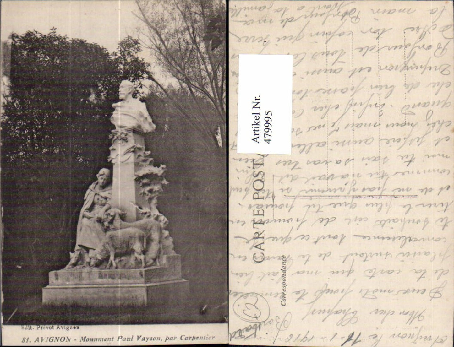 479995,Statue Avignon Monument Paul Vayson par Carpentier