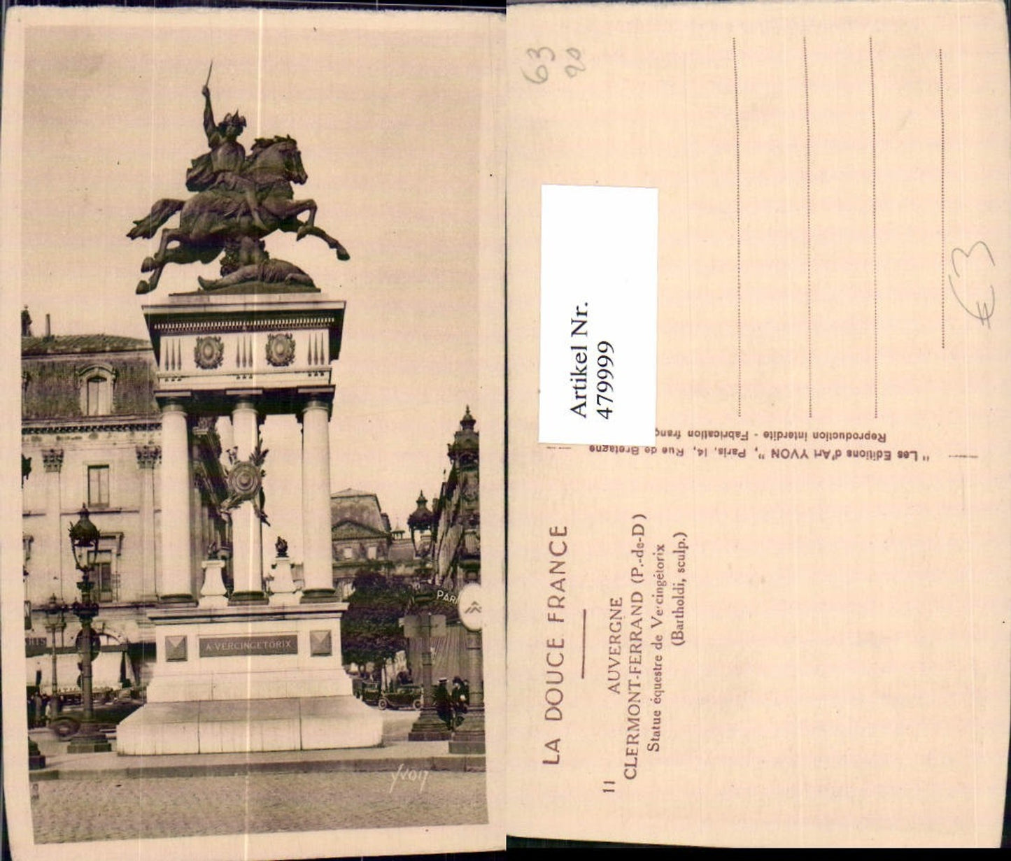 479999,Auvergne Clermont-Ferrand Statue equestre de Vercingetorix