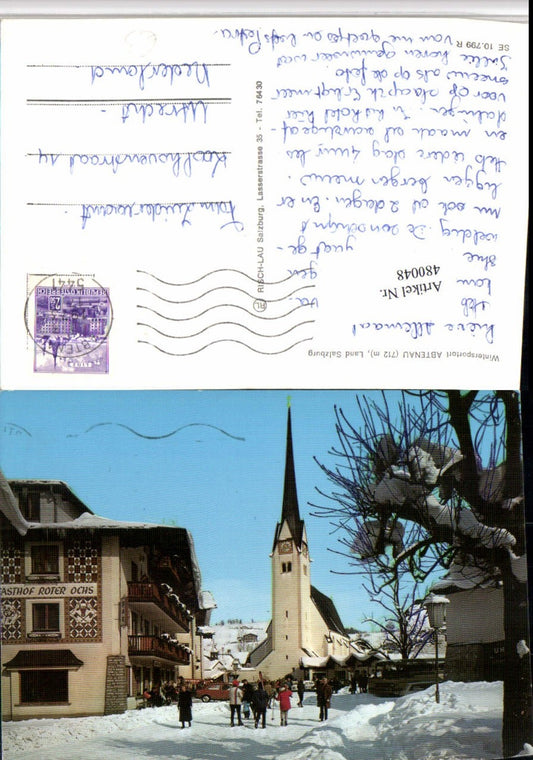 480048,Abtenau Kirche Gasthof Roter Ochs Winterbild