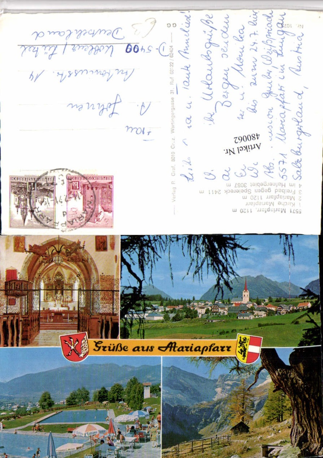 480062,Mariapfarr Totale Kirche Freibad Mehrbildkarte