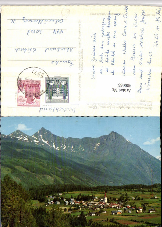 480063,Mariapfarr Totale geg. Gurpitscheck Bergkulisse
