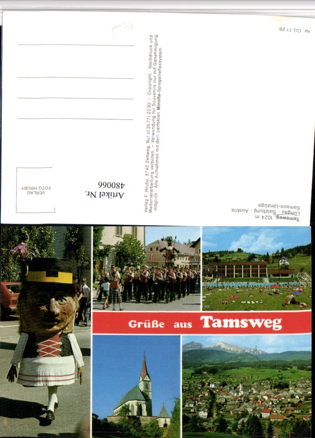 480066,Tamsweg Totale Samson-Umzug Kirche Mehrbildkarte