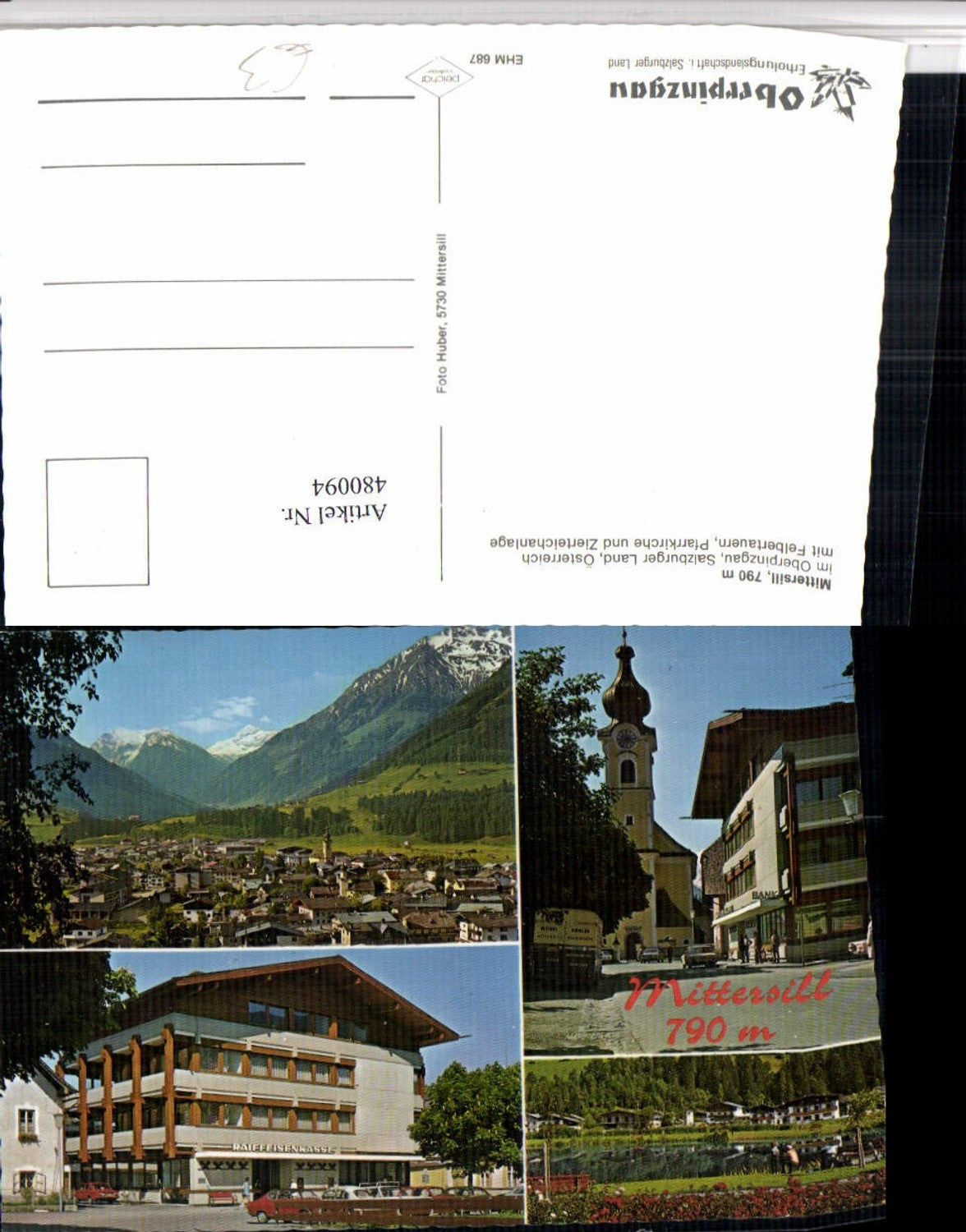480094,Mittersill Totale Raffeisenkasse Kirche Mehrbildkarte