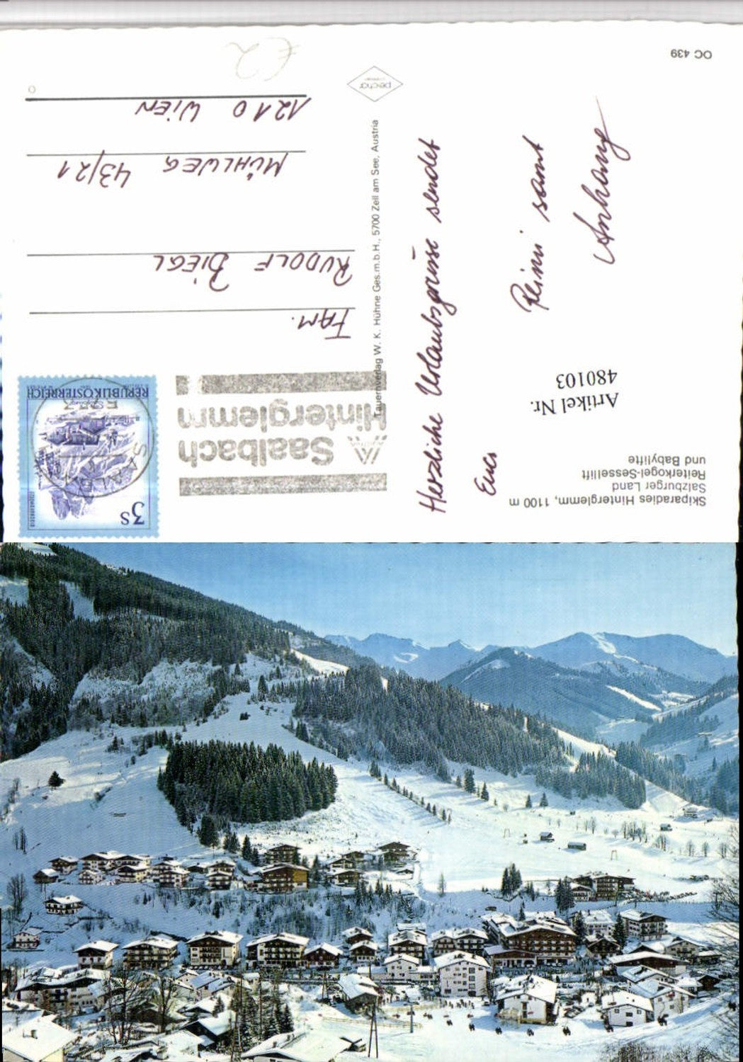 480103,Hinterglemm Teilansicht Bergkulisse Winterbild