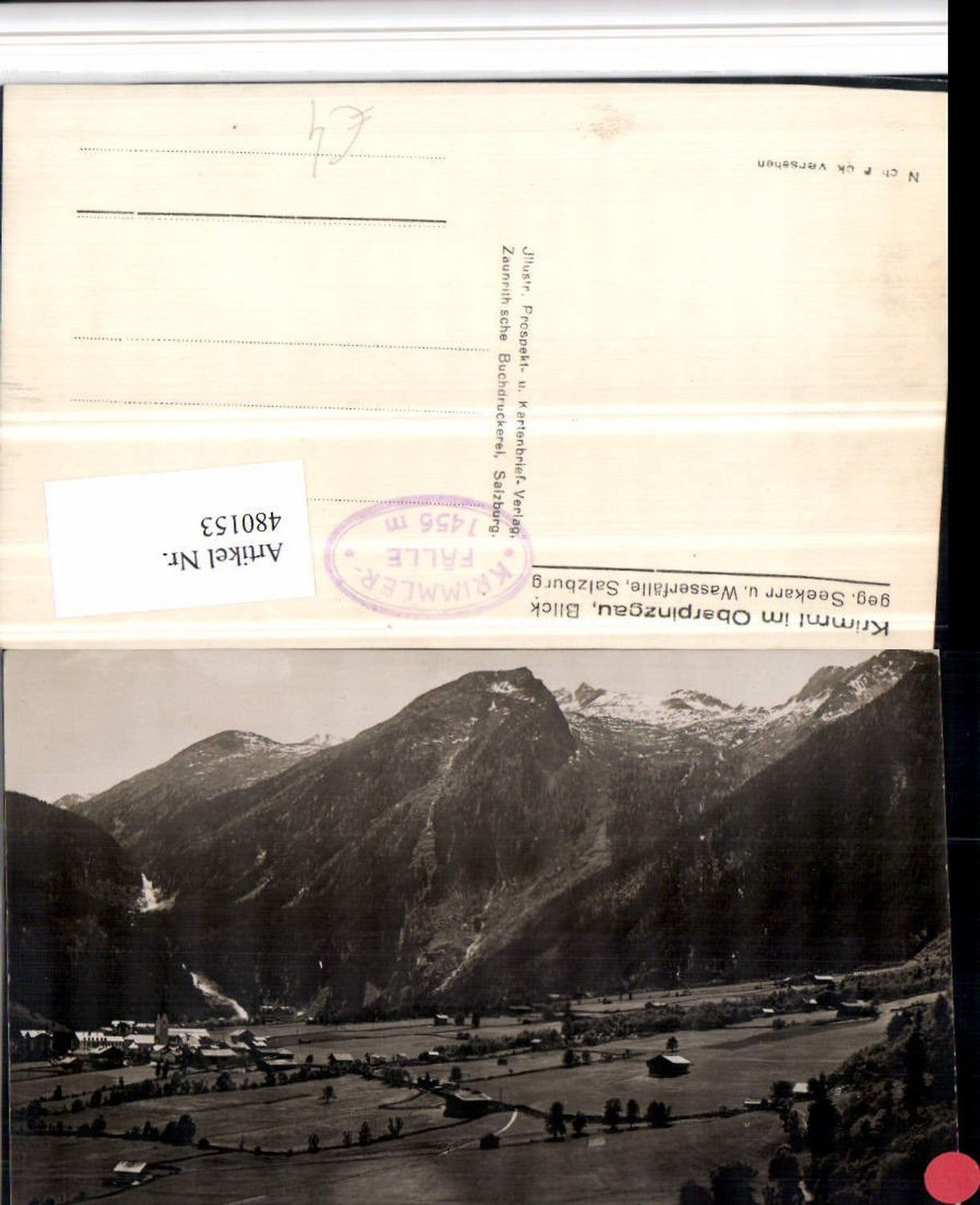 480153,Krimml im Oberpinzgau Totale geg. Seekar Bergkulisse