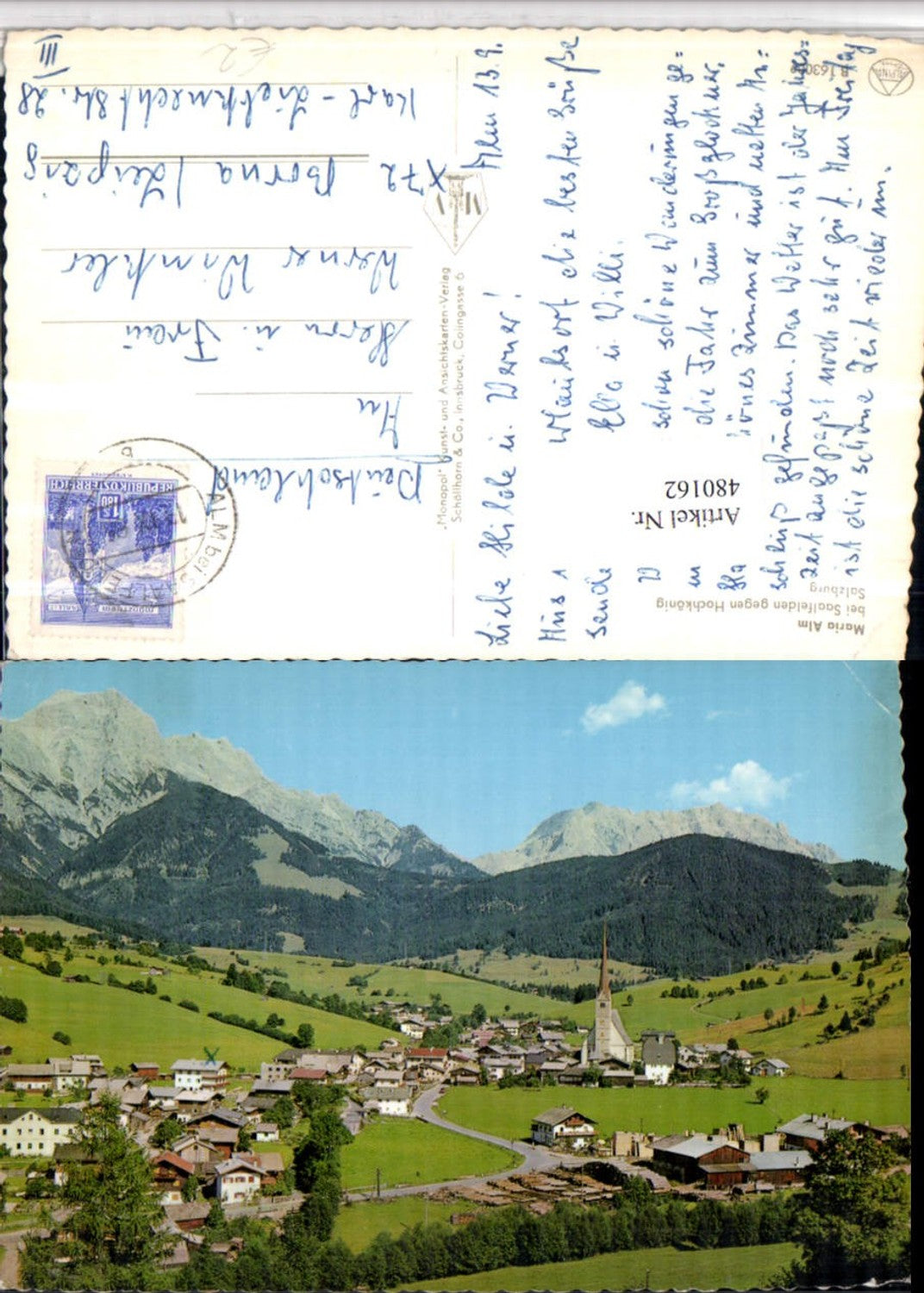 480162,Maria Alm b. Saalfelden Totale geg. Hochkönig Bergkulisse