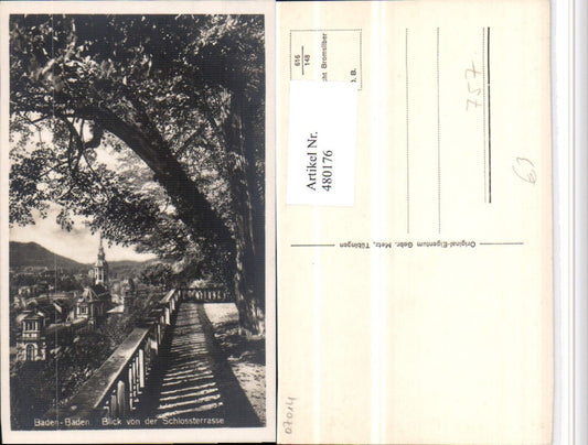 480176, Baden-Baden View from the castle terrace Church