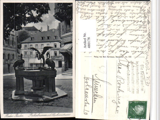480178, Baden-Baden Reiherbrunnen Fountain in Sophienstraße