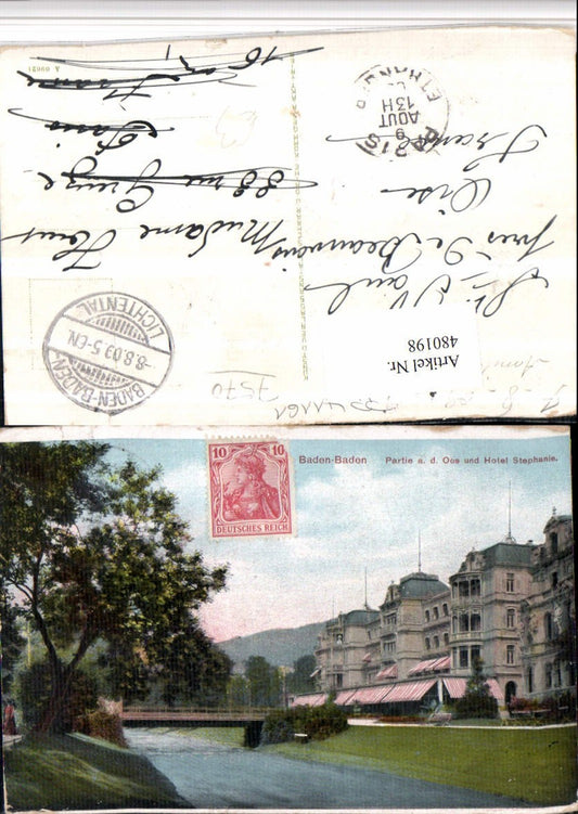 480198, Baden-Baden, area along the Oos river and Hotel Stephanie Bridge