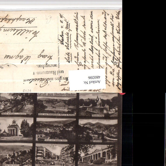 480206, Baden-Baden Total Lichtental Chapel Castle Trinkhalle Multi-view postcard