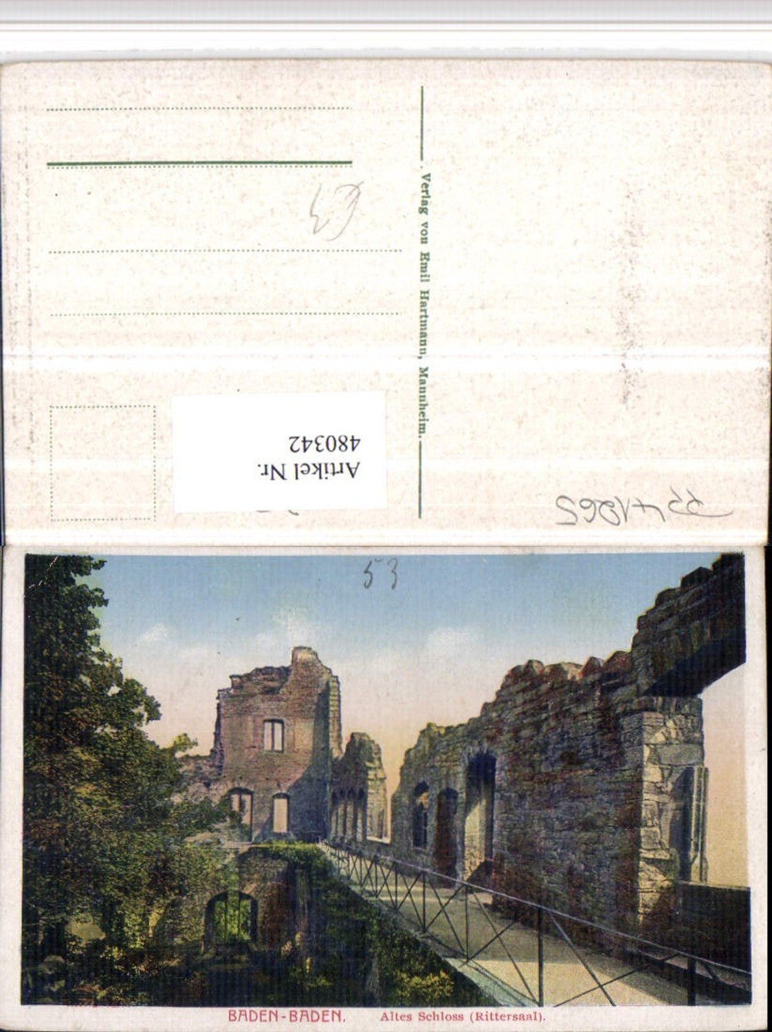 480342,Baden-Baden Altes Schloss Ruine Rittersaal