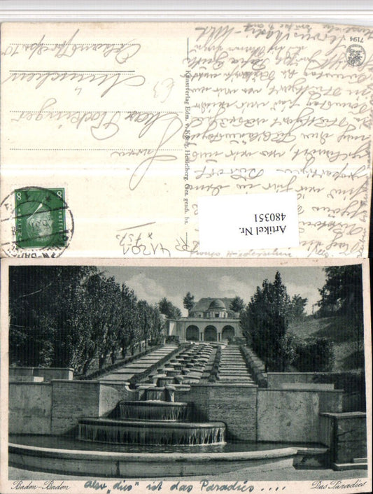 480351,Baden-Baden Paradies Brunnen Wasserfall