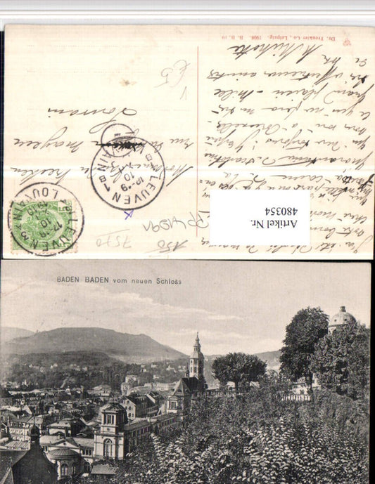 480354, Baden-Baden Partial view of the castle pub Trenkler Co 19
