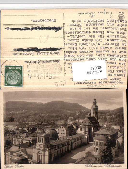 480359, Baden-Baden Partial view from the castle terrace church